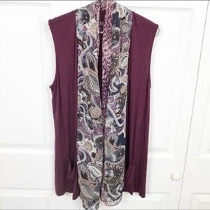 LOGO‎ Lori Goldstein Medium Purple Draped Open Front Vest